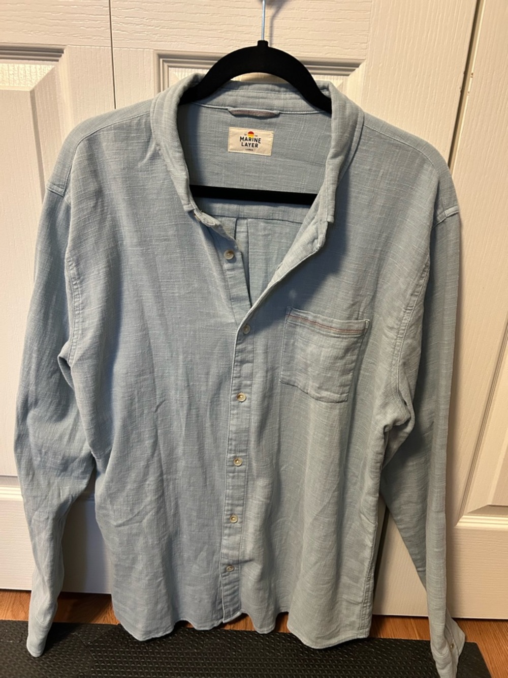 Marine Layer Soft Light Blue Casual Button-Down Shirt